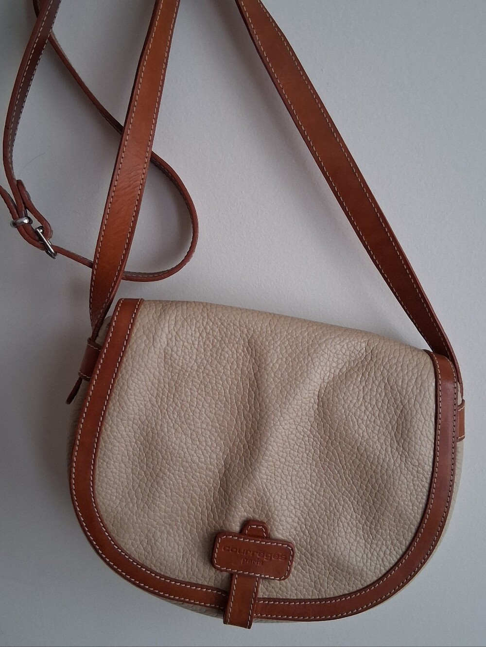 Vintage COURREGES leather Bag crossbody Made In France GUC